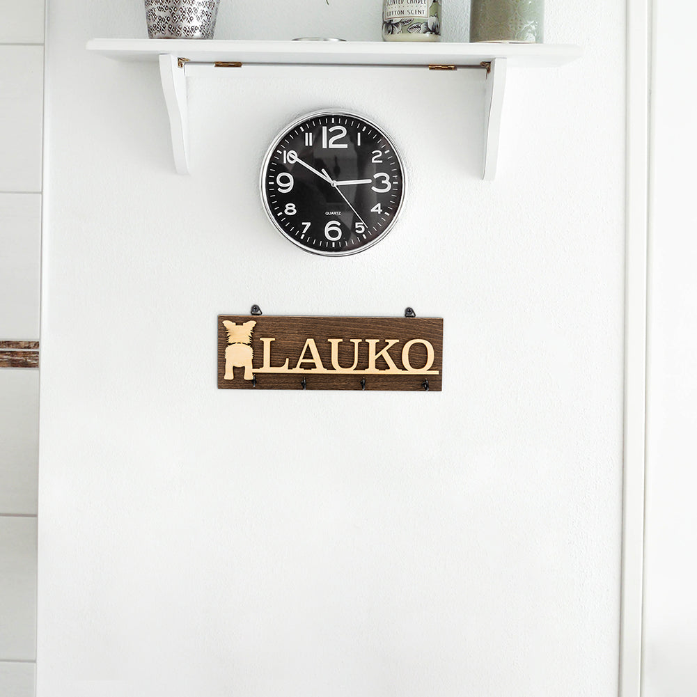 Wooden Personalized Dog Name Leash Holder