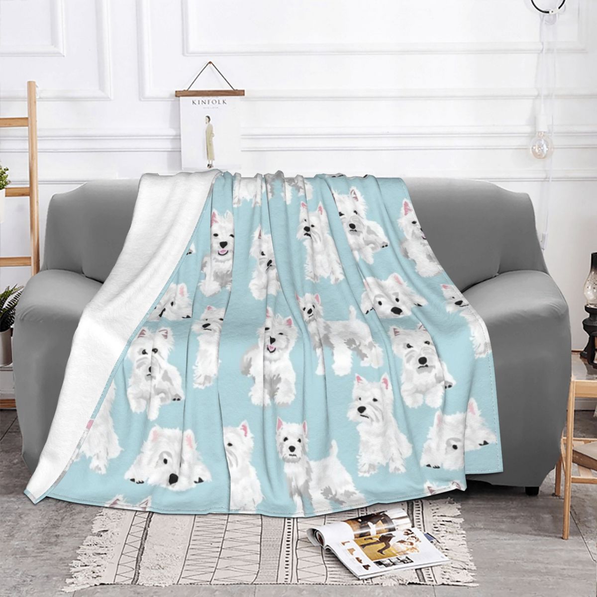 Blue Westie Blanket