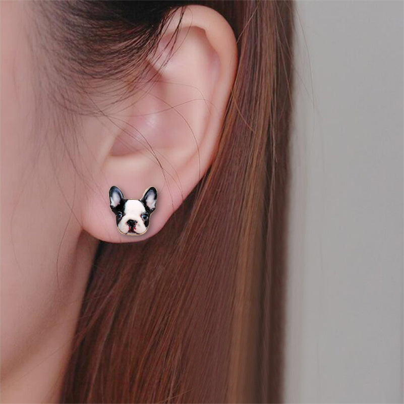 Tiny Frenchie Stud Earrings