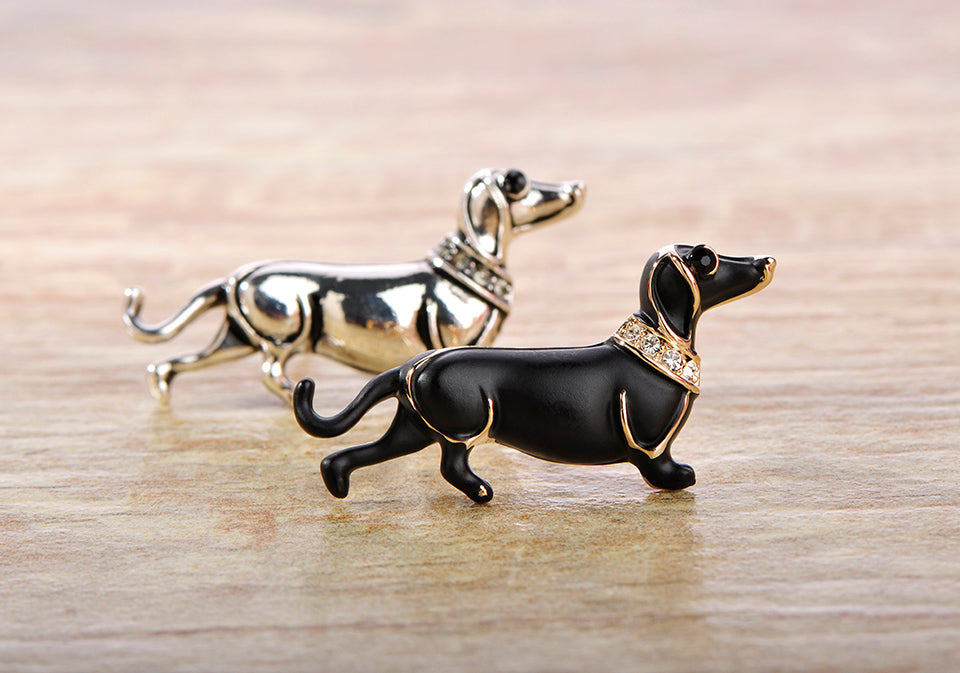 Enamel Black Dog Brooch