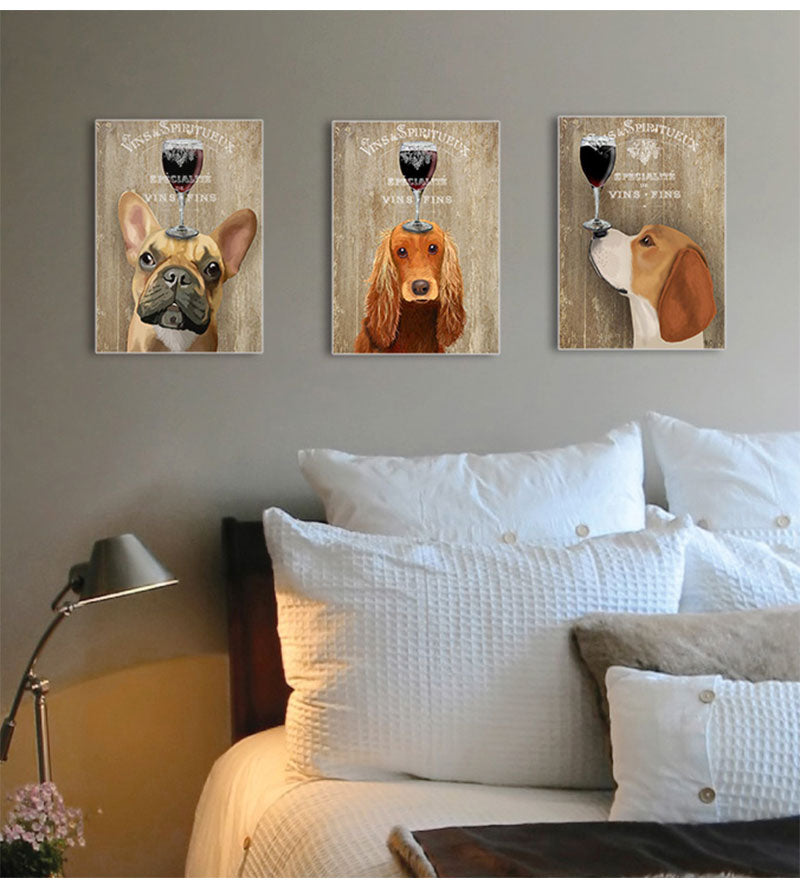 Wine Dog Vintage Canvas Poster