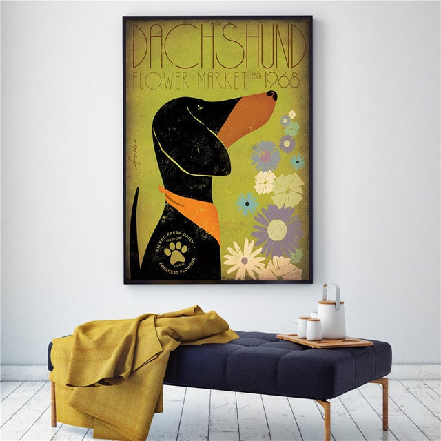 Vintage Dog Canvas Poster
