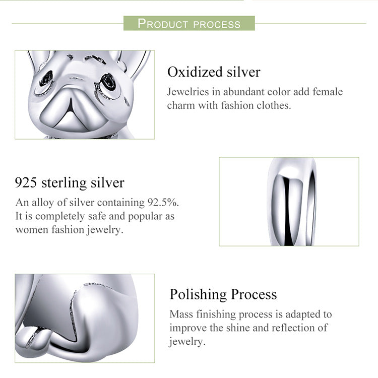 925 Sterling Silver French Bulldog Charm-charm-Ploocy-Ploocy