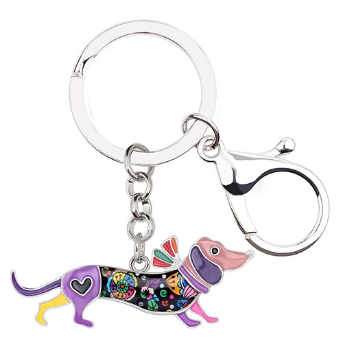 Spring Bloom Dachshund Keychain