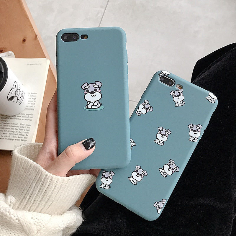 Smiley Schnauzer Blue iPhone Case