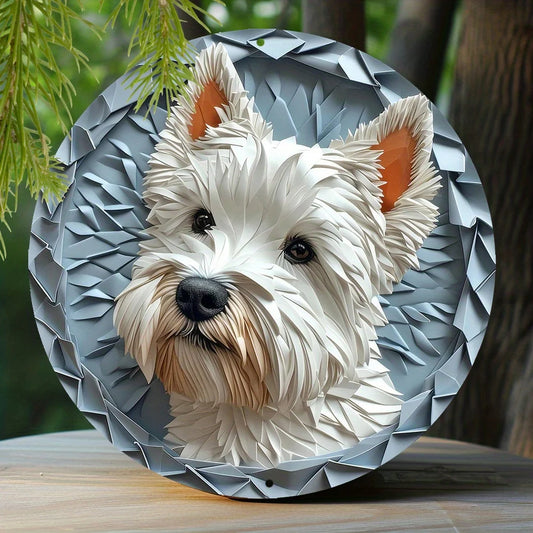 Westie Round Metal Plate