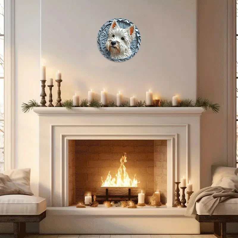 Westie Round Metal Plate