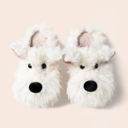 Fuzzy Westie Slippers