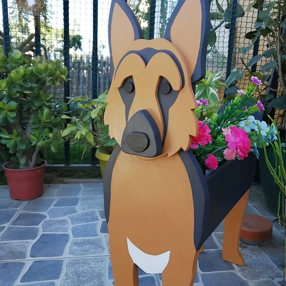 German Shepherd Flower Planter