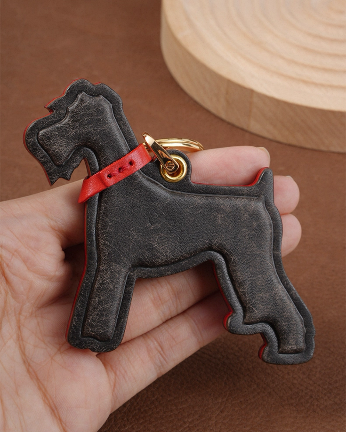 Luxury Schnauzer Leather Pendant