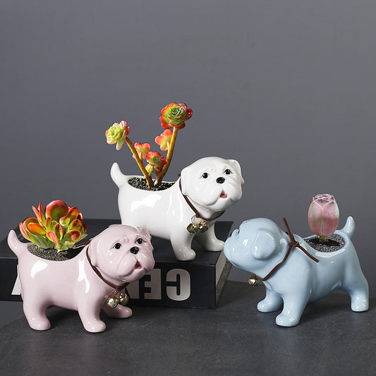 Bulldog Succulent Pot