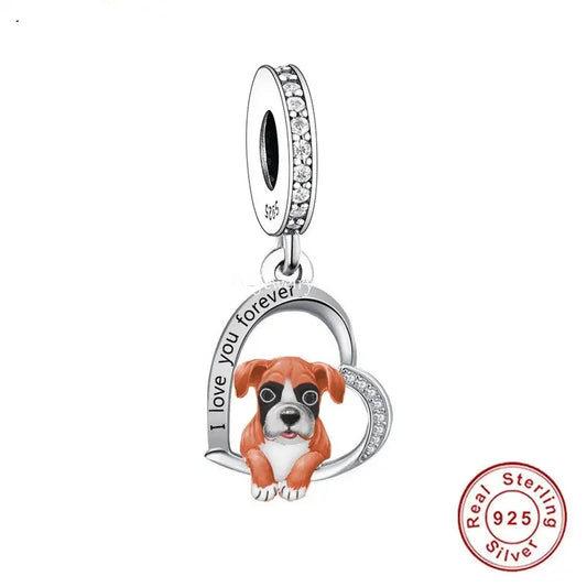 925 Silver Boxer Dog Pendant