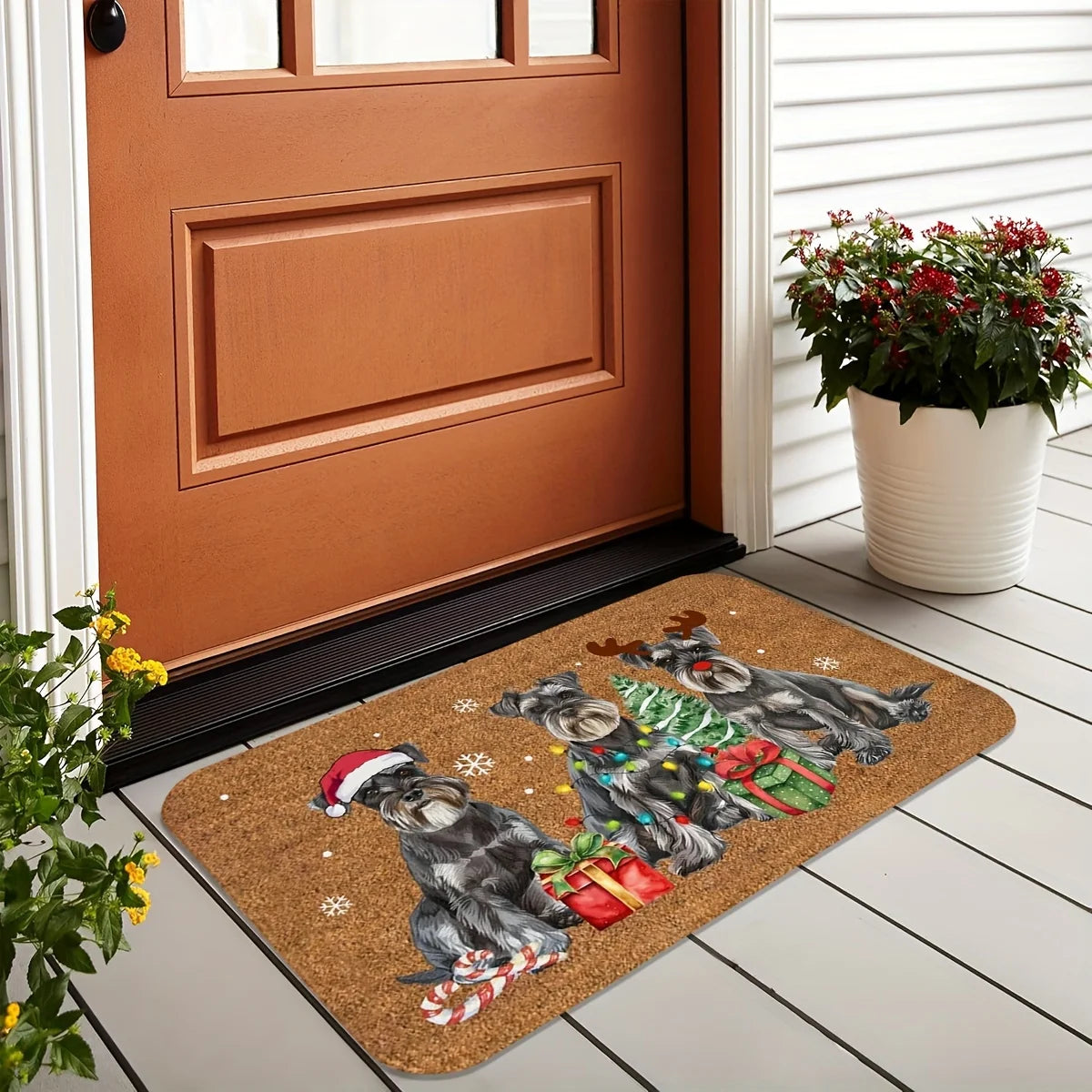 Schnauzer Christmas Door mat