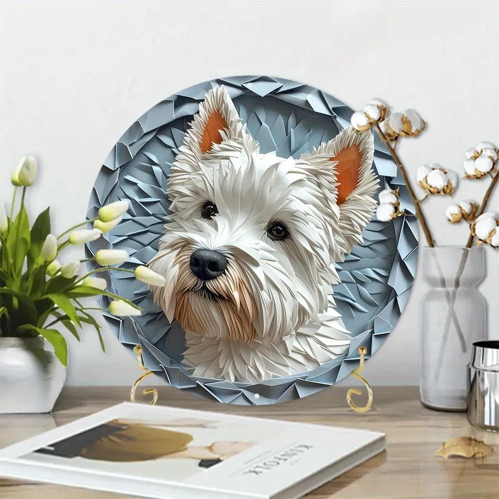 Westie Round Metal Plate