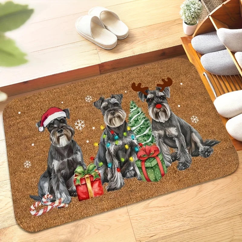 Schnauzer Christmas Door mat