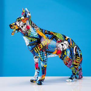 Rainbow German Shepherd Statue