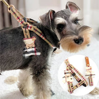 Plaid Schnauzer Dog Harness and Leash Set