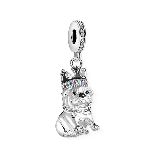Bulldog With Crown Silver Pendant