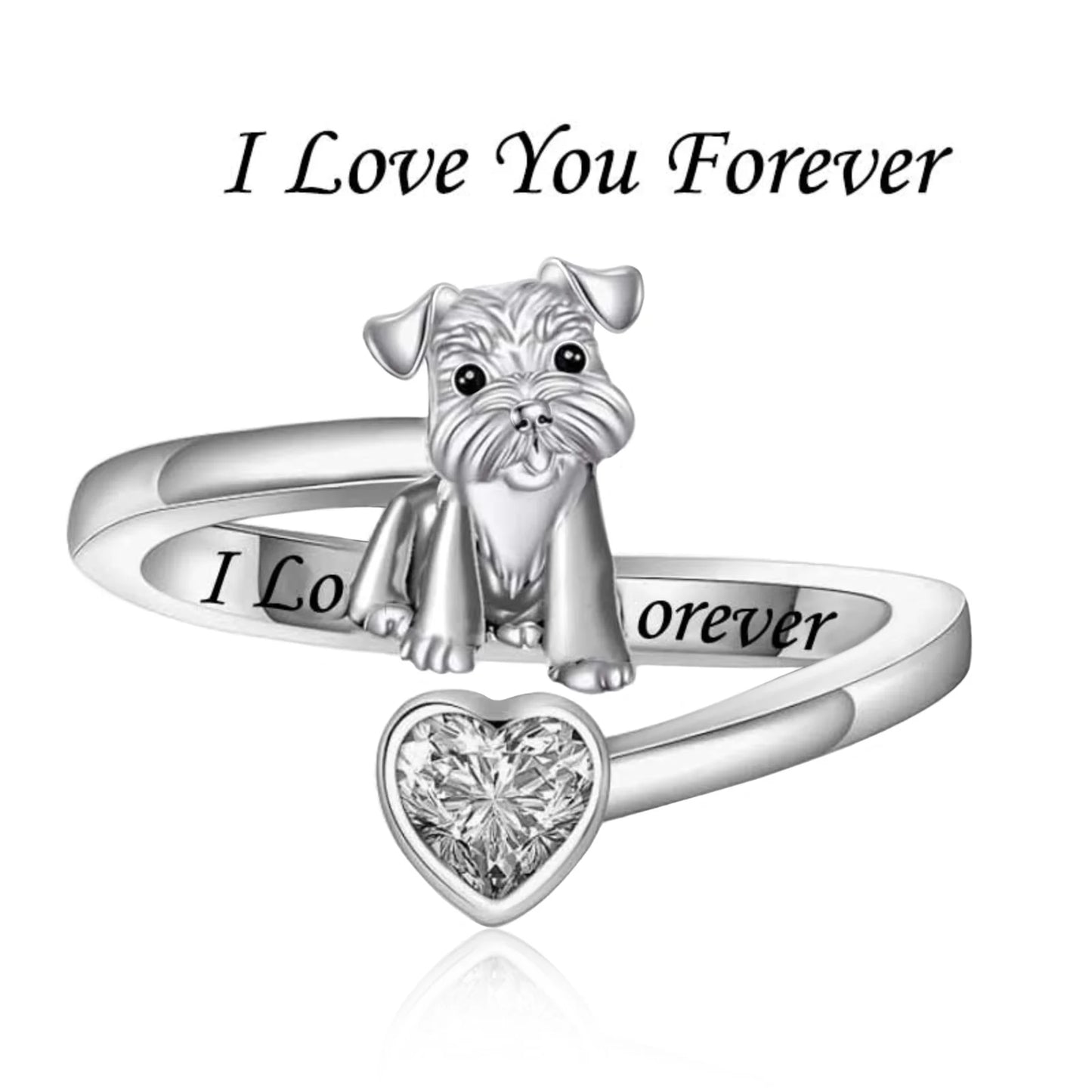 925 Sterling Silver Schnauzer Puppy Ring