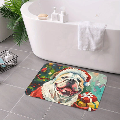 Christmas Bulldog Door mat