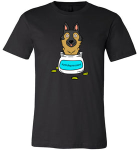 Antidepressant German Shepherd Premium Fitted Men/Unisex T-shirt
