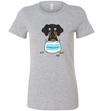 Antidepressant Dachshund Premium Fitted Lady T-shirt
