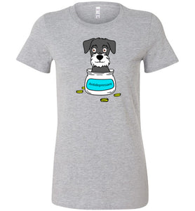 Antidepressant Schnauzer Premium Fitted Lady T-shirt