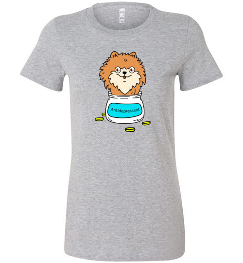 Antidepressant Pomeranian Premium Fitted Lady T-shirt