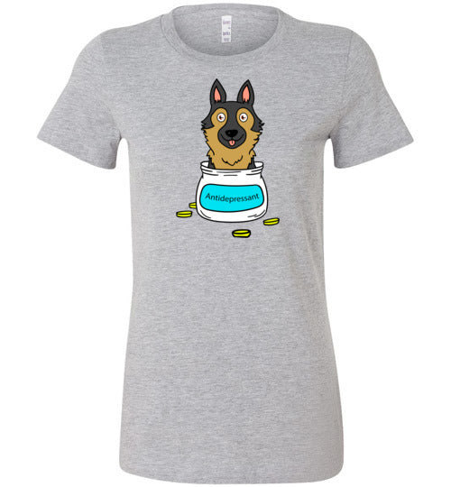 Antidepressant German Shepherd Premium Fitted Lady T-shirt