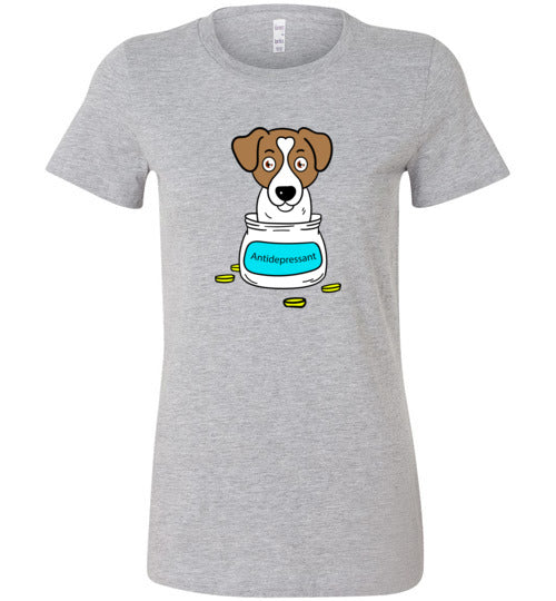 Antidepressant Jack Russell Premium Fitted Lady T-shirt