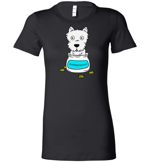 Antidepressant Westie Premium Fitted Lady T-shirt