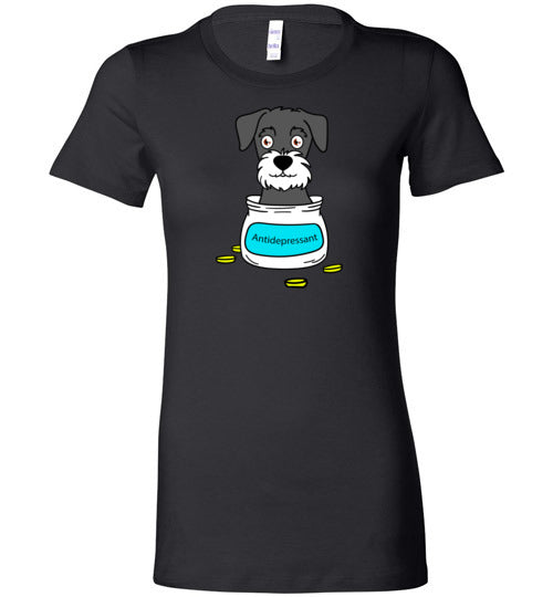 Antidepressant Schnauzer Premium Fitted Lady T-shirt