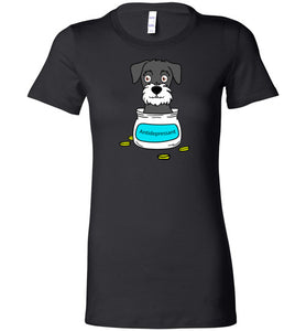 Antidepressant Schnauzer Premium Fitted Lady T-shirt