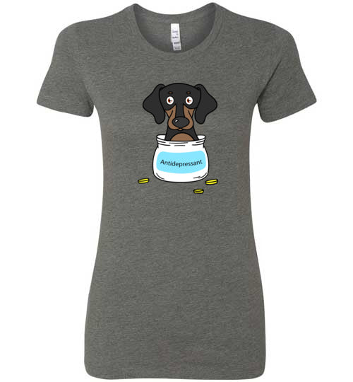 Antidepressant Dachshund Premium Fitted Lady T-shirt