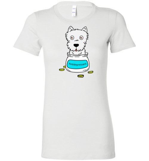 Antidepressant Westie Premium Fitted Lady T-shirt