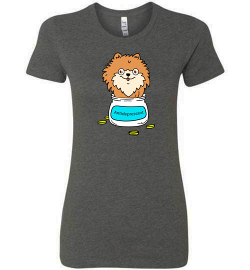 Antidepressant Pomeranian Premium Fitted Lady T-shirt