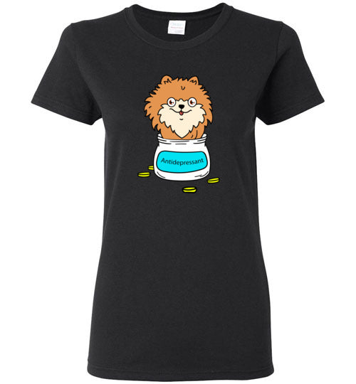 Antidepressant Pomeranian Classic Lady T-shirt