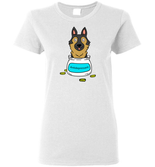 Antidepressant German Shepherd Classic Lady T-shirt