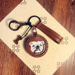 Leather English Bulldog Keychain