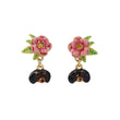 Dachshund And Flower Earrings