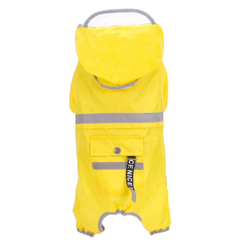 Dog raincoat four legged waterproof pet clothing
