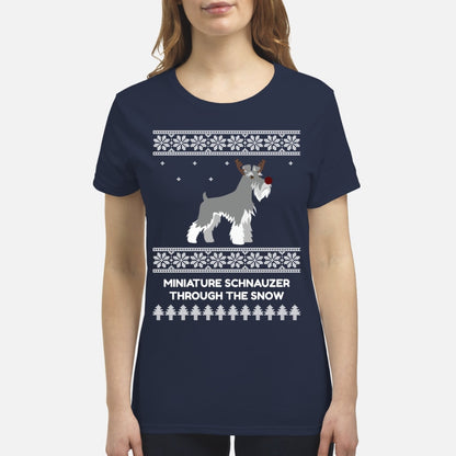 Miniature Schnauzer Through The Snow - Premium Women's T-shirt