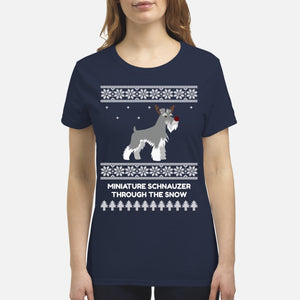 Miniature Schnauzer Through The Snow - Premium Women's T-shirt