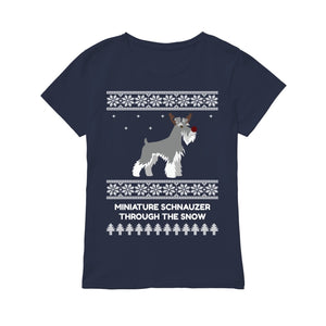 Miniature Schnauzer Through The Snow - Premium Women's T-shirt