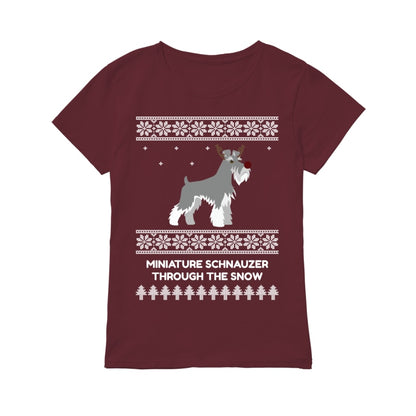 Miniature Schnauzer Through The Snow - Premium Women's T-shirt