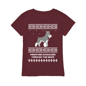 Miniature Schnauzer Through The Snow - Premium Women's T-shirt