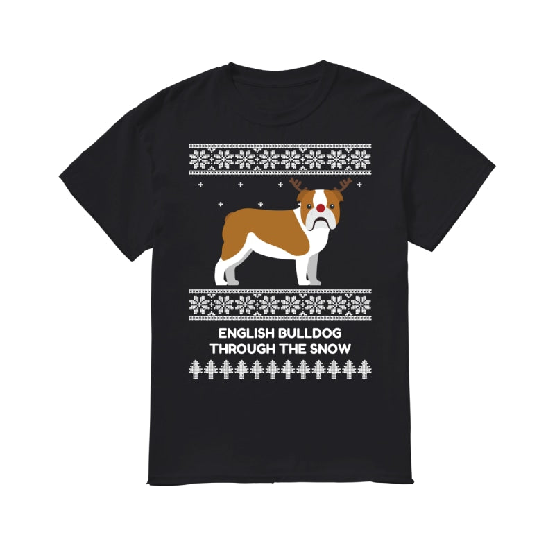 Bulldog Through The Snow - Men's T-Shirt
