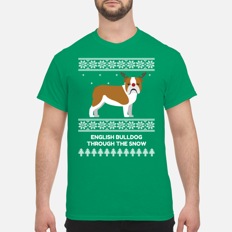 Bulldog Through The Snow - Men's T-Shirt