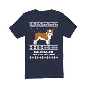 Bulldog Through The Snow - Premium Men's T-shirt