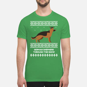 German Shepherd Through The Snow - Premium Men's T-shirt